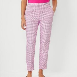 Ann Taylor Pink Houndstooth Cropped Pants